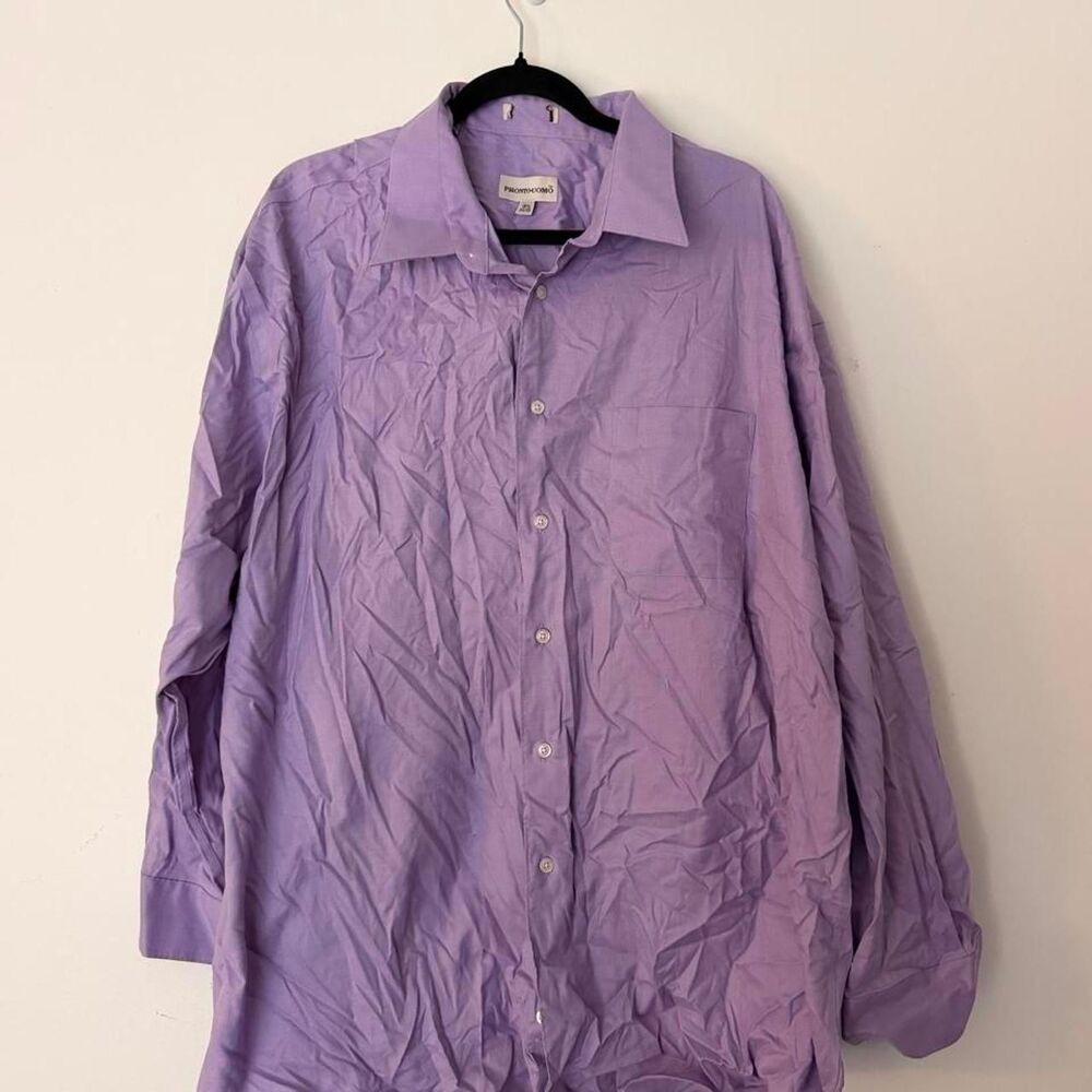 Vintage Pronto Uomo lavender oversized button down dress shirt, 18½/34-35